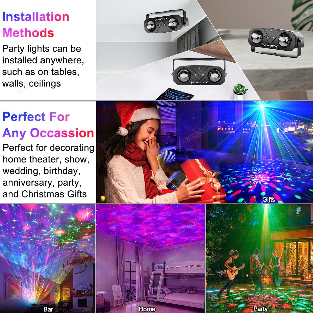 Disco Ball Light,Party Disco Dj Strobe Ocean Star Projector Dance Light Sound Activated with Remote Control Stage Rave for Parties Club Bar Birthday Wedding KTV Christmas Halloween Dancing Décor