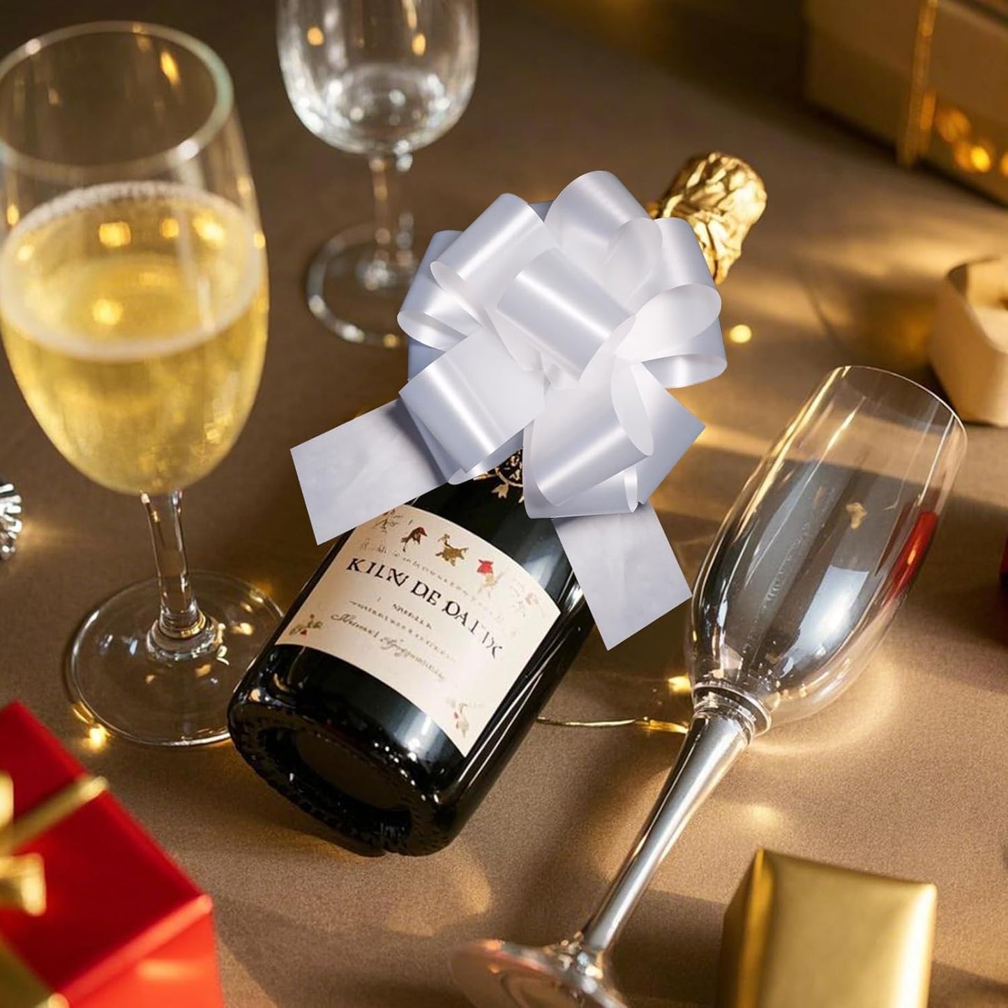 6 PCS 6 Inch White Pull Bows - Perfect for Gift Wrapping, Wedding Decor, Car Bows, Birthday Parties, Christmas and Valentine's Day