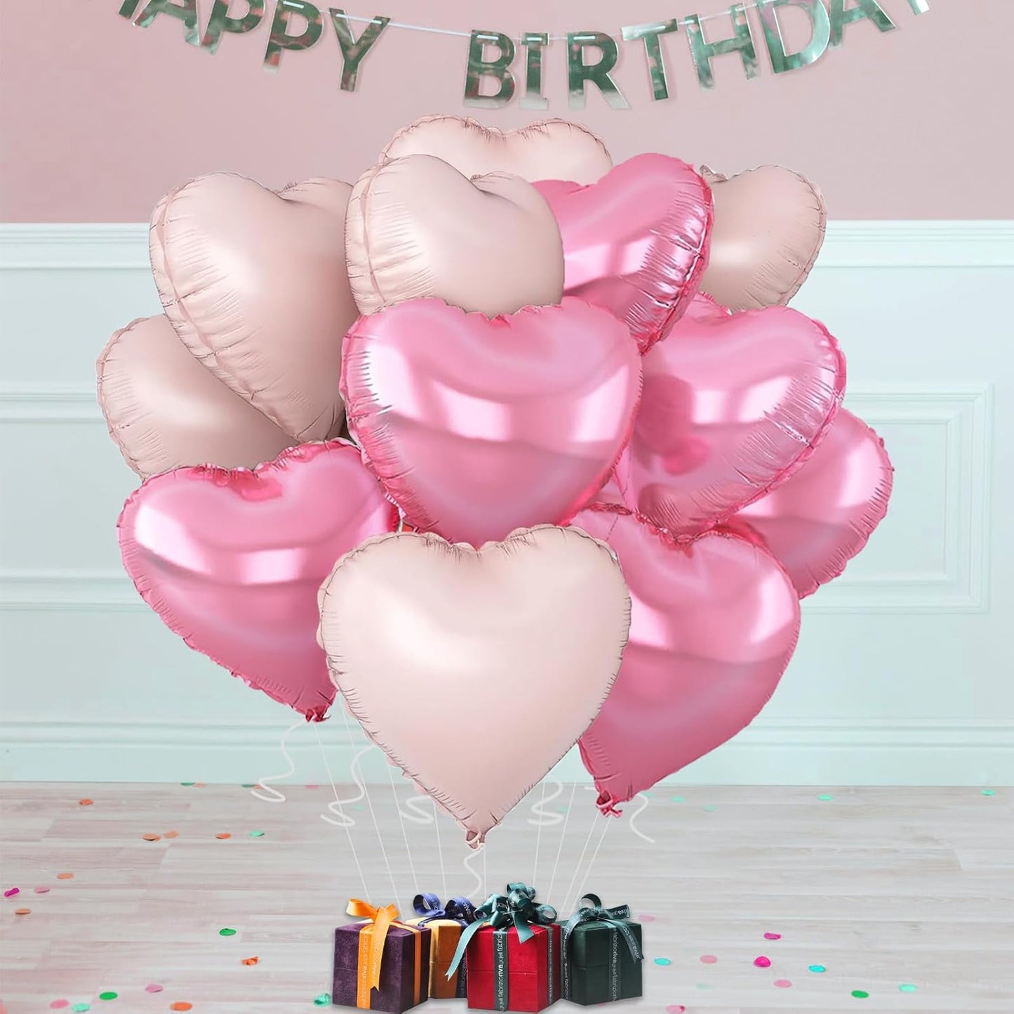 Pink Heart Balloons,18inch Bright Pink Heart Shaped Foil Balloons & Baby Pink Helium Mylar Balloon for Anniversary Wedding Engagement Birthday Party Baby Shower Decorations(12Pcs)