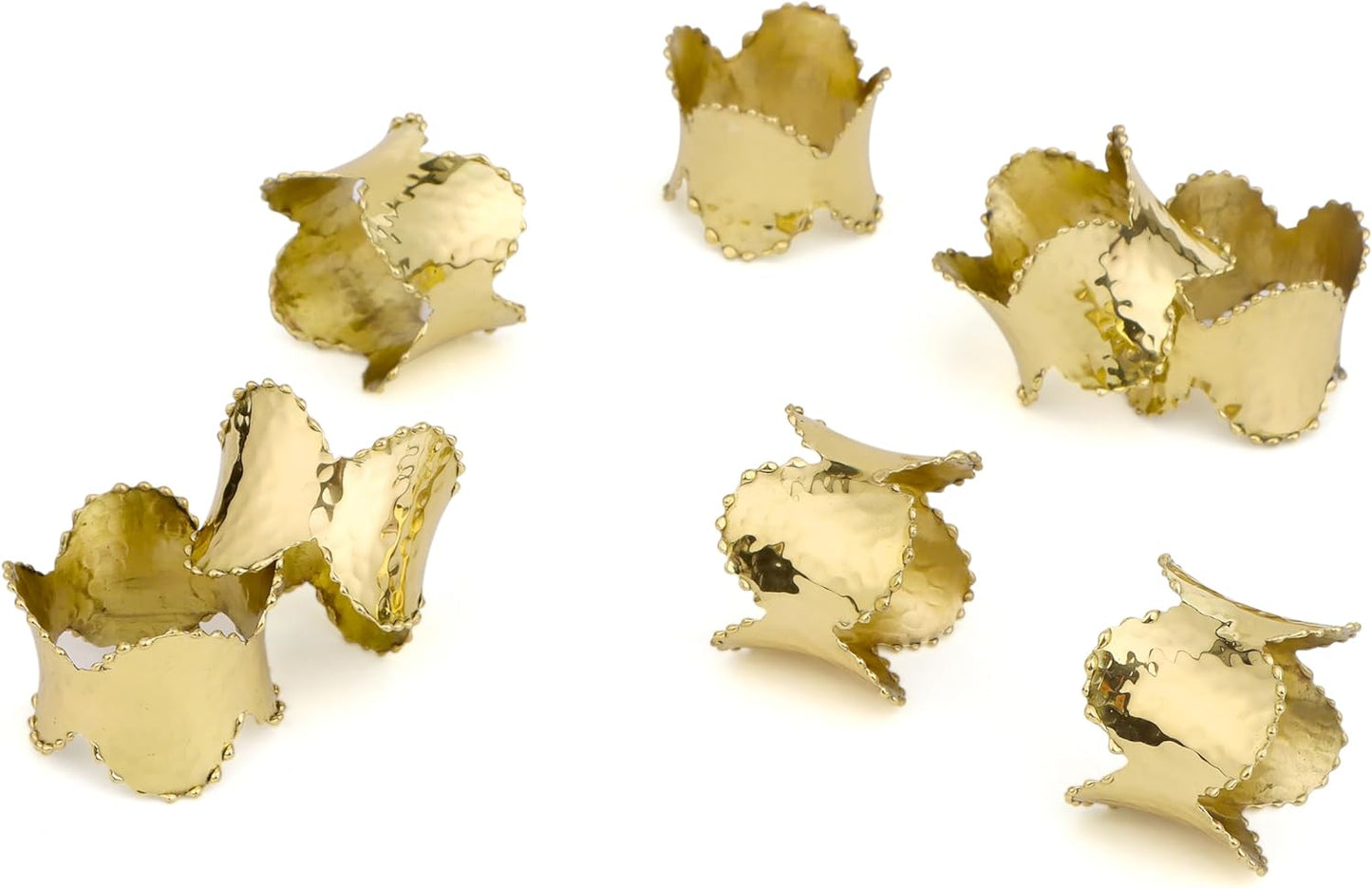 Set of 8 Antique Gold Blonde Napkin Rings - Elegant Metal Napkin Rings Table Decor, Lightweight, Durable, Perfect for Home Dining, Wedding, Reception, Banquets & Housewarming Gifts - ALPHA Living HOME