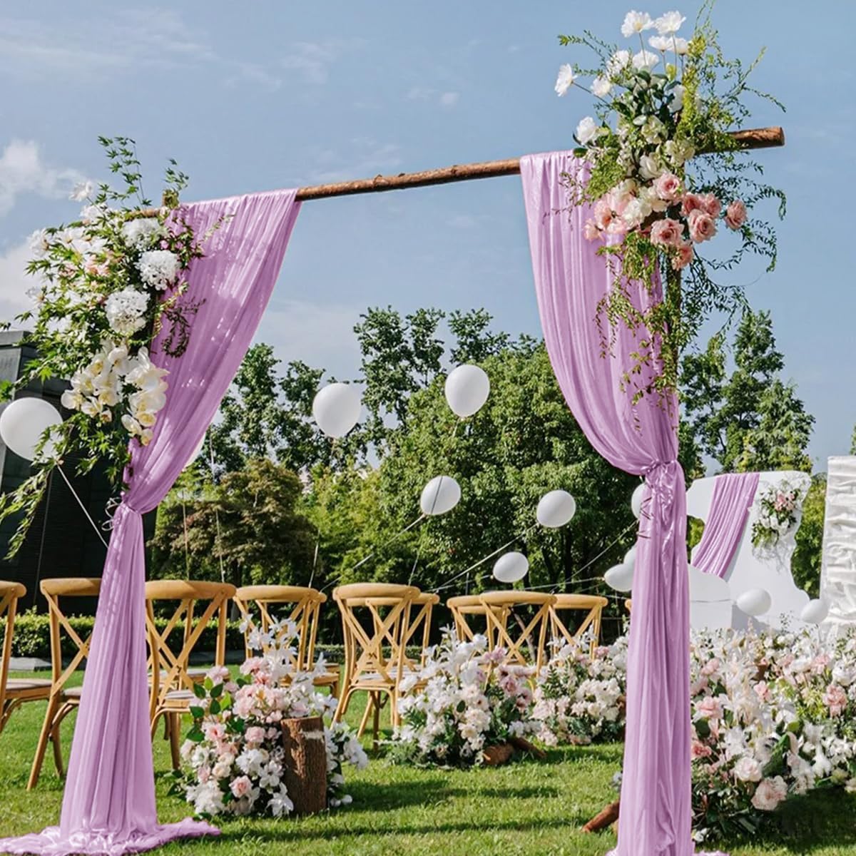 Lilac Purple Wedding Arch Draping Fabric 29" x 20 FT Wedding Drapes for Backdrop Sheer Curtains Drapes for Romantic Bridal Baby Shower Decor Ceremony Birthday Party Fall Outdoor Events