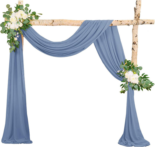 Dusty Blue Sheer Chiffon Wedding Arch Draping Fabric, 28" x 20ft Panels (Pack of 1), Polyester Chiffon, Solid Pattern, Perfect for Wedding Ceremony & Reception Party Decoration