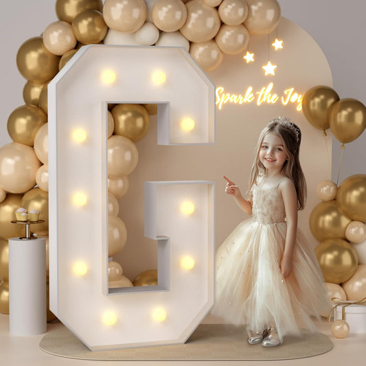 JoyMuse 4FT Marquee Light Up Letters,Large Marquee Letters 4 Feet Tall for Marry Me Proposal Decorations Big 4FT Letters with Lights for Baby Shower Party Decor, Letter G