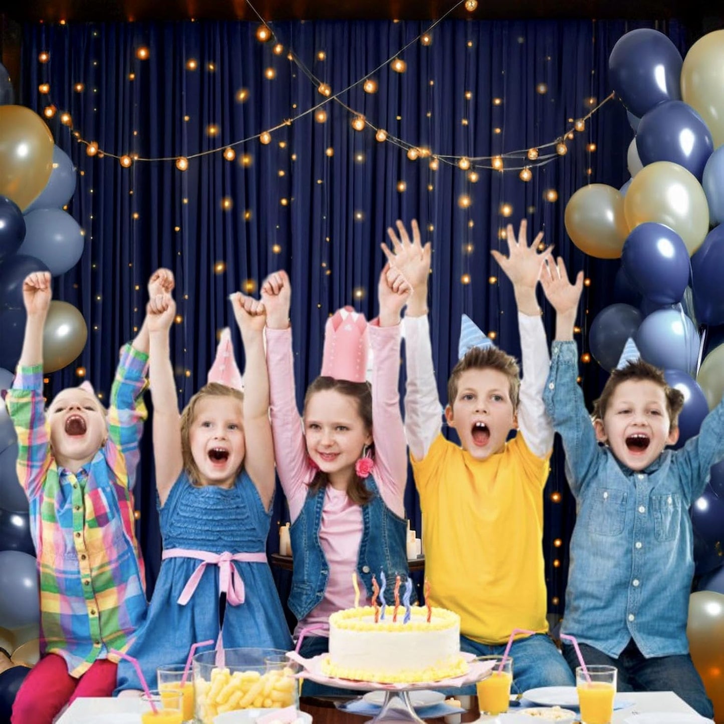 10 x 10 Feet Navy Blue Backdrop Curtain for Partie, Background Curtains for Photoshoot, Birthday, Wedding, Halloween, Thanksgiving, Christmas Day, New Year Party Decorations 5Ft x 10Ft, 2 Panels