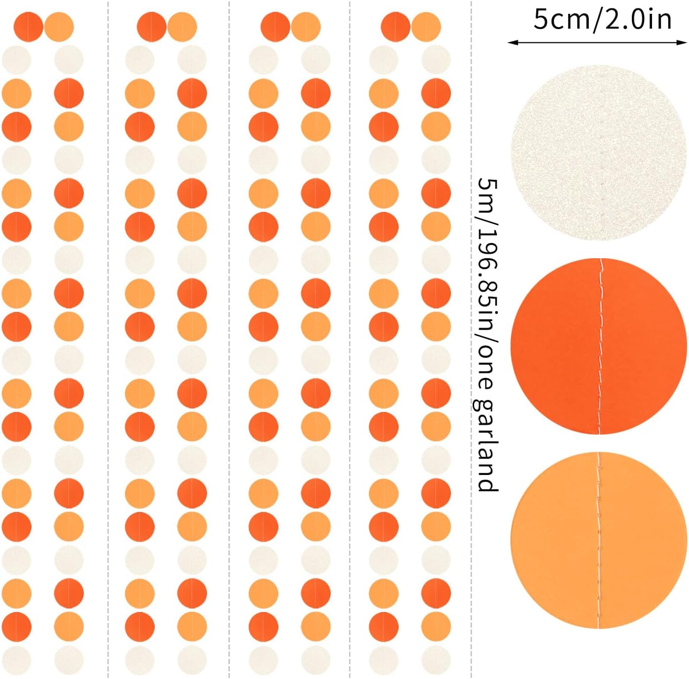 Orange White Fall Party-Decorations Garland-Streamers - 52ft Groovy Boho Hanging Paper Banner,Baby Bridal Shower Wedding Autumn Birthday Sunset Halloween Thanksgiving Day Supplies Decor Hugfond