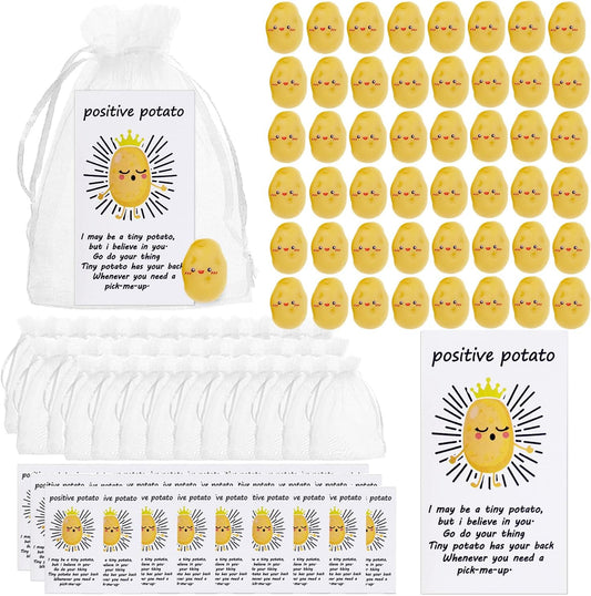 60 Set Positive Potato Bulk Employee Appreciation Gifts for Thank You Staff Back to School Student Teacher Coworker Nurse Pocket Gifts End of Year Student Gift Pun Inspirational Cards Office Gift