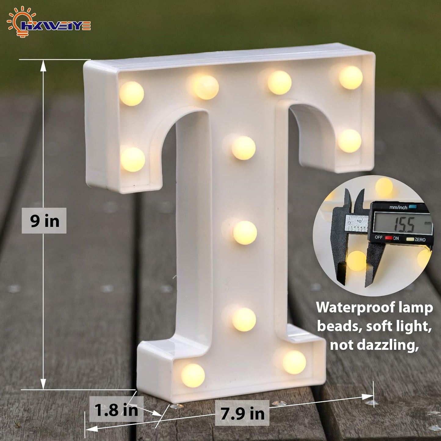 HXWEIYE Light Up Letters T, LED Marquee Letters Light Sign 26 Alphabet and 10 Number Big Lights Letter for Party Birthday Bar Battery Powered Christmas Decor Letter Lights (Warm White)