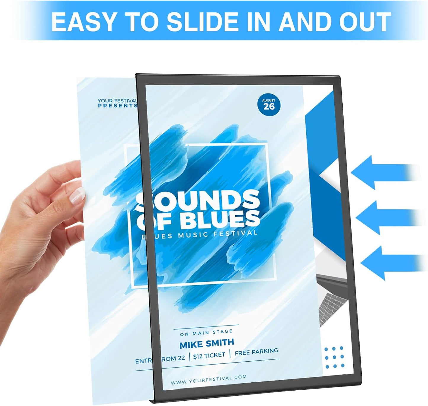 EHWINE 12 Pack Acrylic Sign Holder 8.5 x 11, Black Picture Frame Stand up Table Top Sign Holders, Slanted Back Paper Holder Clear Display Stand Menu Flyer Holder for Wedding Party