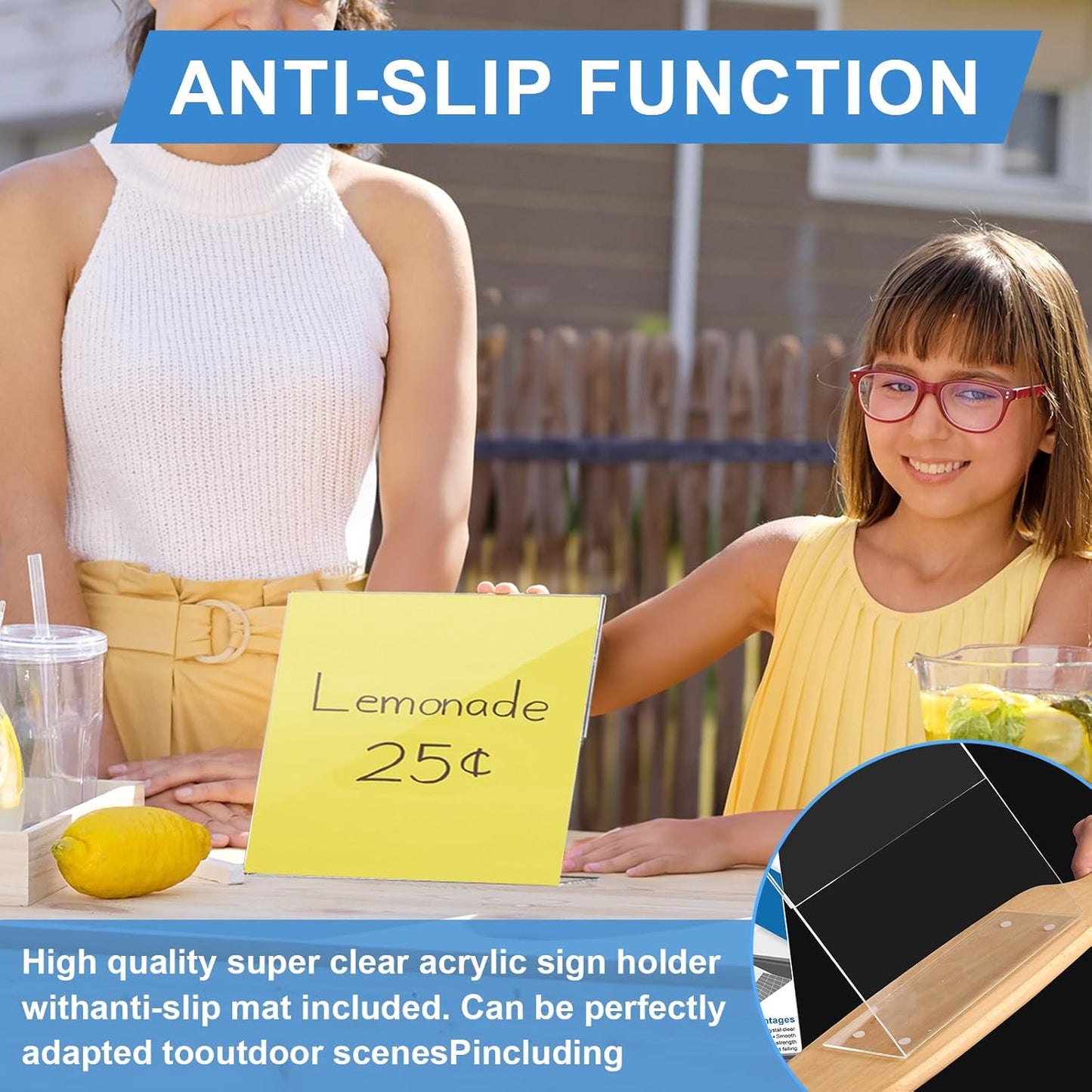 EHWINE 6 Pack 8.5 x 11 Acrylic Sign Holder Horizontal, Clear Plastic Signs Display Stand, Slanted Back Paper Holder Stand up Table Top Sign Holders Flyer Stand Frames for Office Business Store