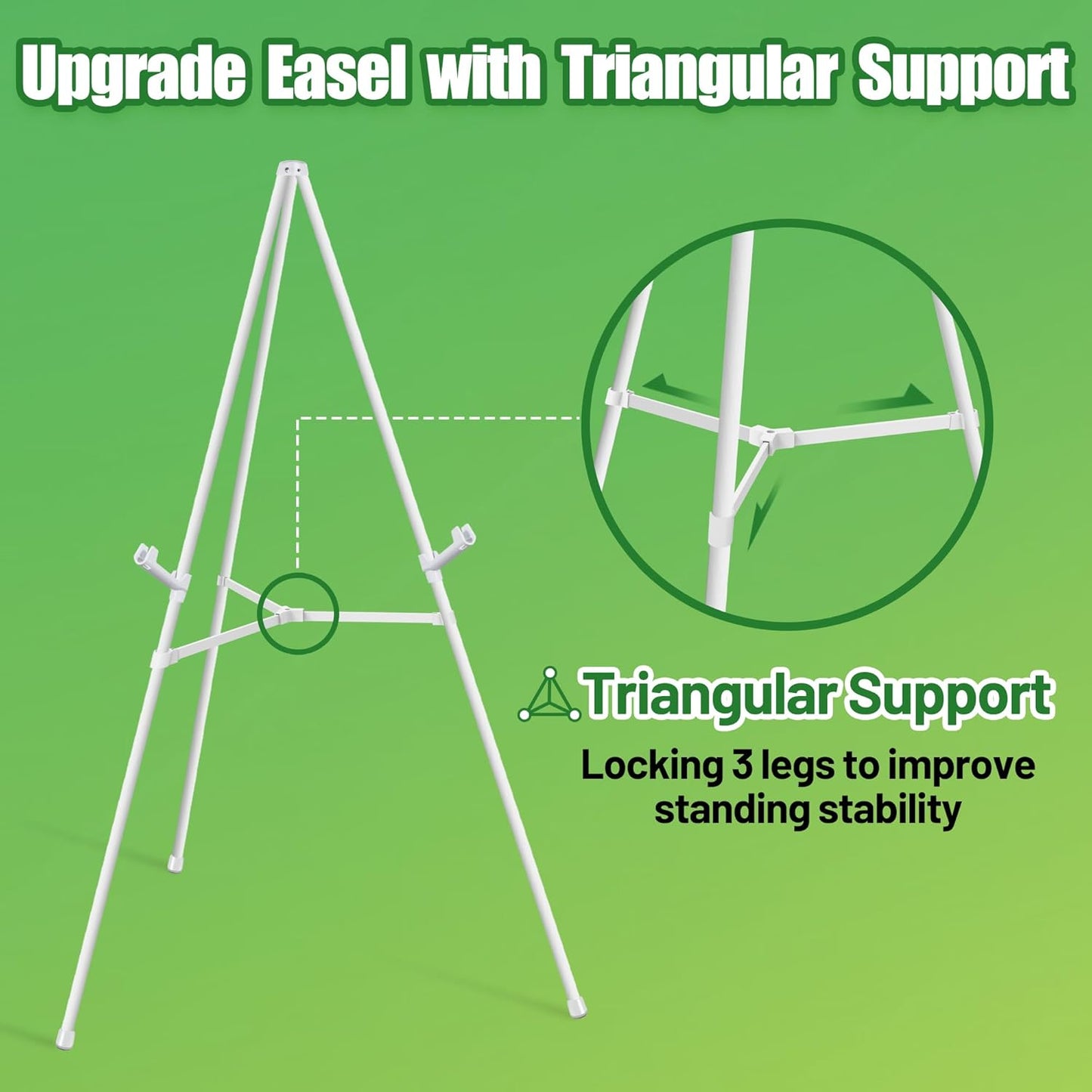 6 Pack White Easel Stand for Sign - 63" Adjustable Folding Floor Easels for Wedding Sign, Welcome Sign, Poster, Picture, Painting - Lightweight Portable Display Easels with Bags, Holds 5 lbs