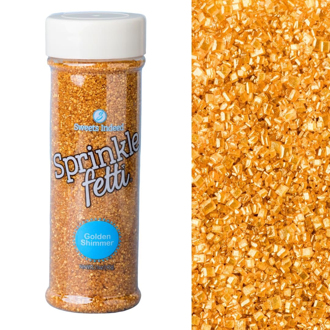 Sweets Indeed Sprinkles, Edible Sprinkle Sugar Mix, Perfect for Cake Decorations, Baking, Ice Cream, Cookies, Cupcake Topper, 5 ounces (Gold)