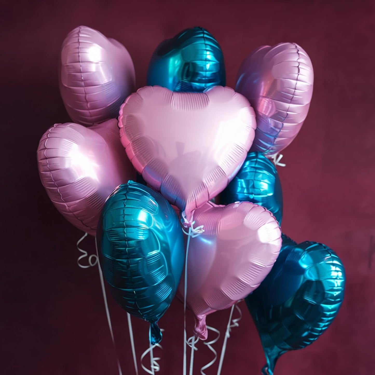 Pink Blue Heart Balloons, 18 Inch Baby Pink and Blue Heart Shape Balloon, 12PCS Large Light Blue Pink Helium Foil Heart Romantic Balloon for Baby Gender Reveal Birthday Wedding Party Decorations