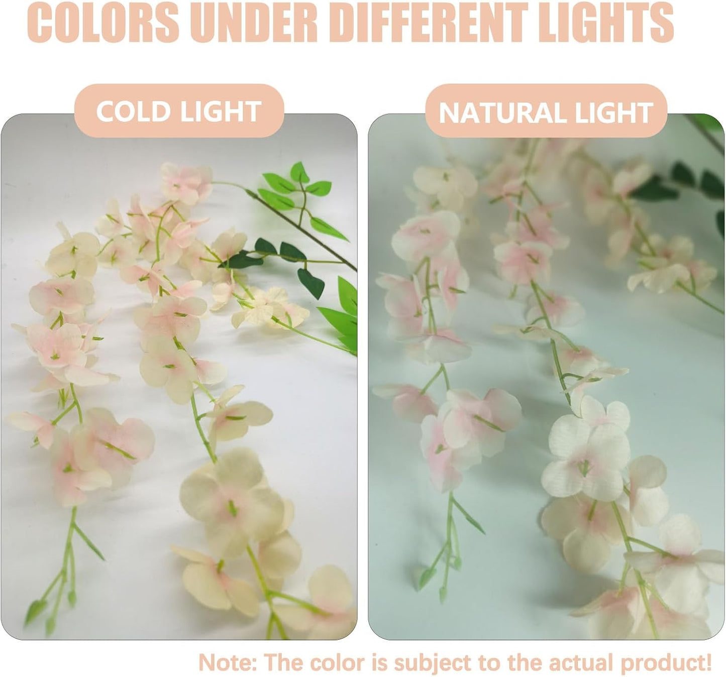 5 Pack Champagne Wisteria Hanging Flowers, 3.44 Ft Fake Hanging Flowers, Artificial Wisteria Garland Vines for Wedding Room Backdrop Outdoor Patio Garden Decoration