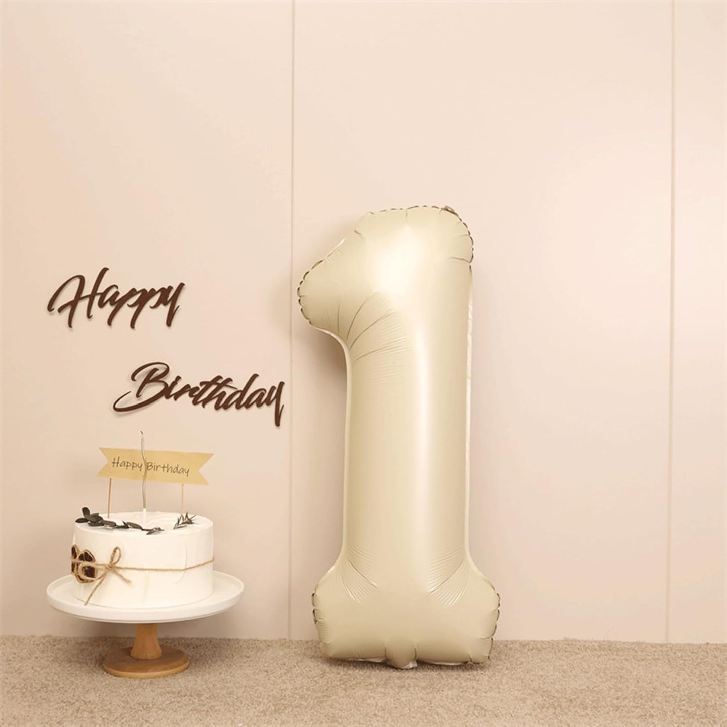 40 Inch Cream White Number1st Balloon Mylar Big Foil Helium Number 10th 11st 21 31 61 Balloon for Party Decorations,Digital Birthday Party Wedding, Boy Baby Shower Decorations (Cream No 1)