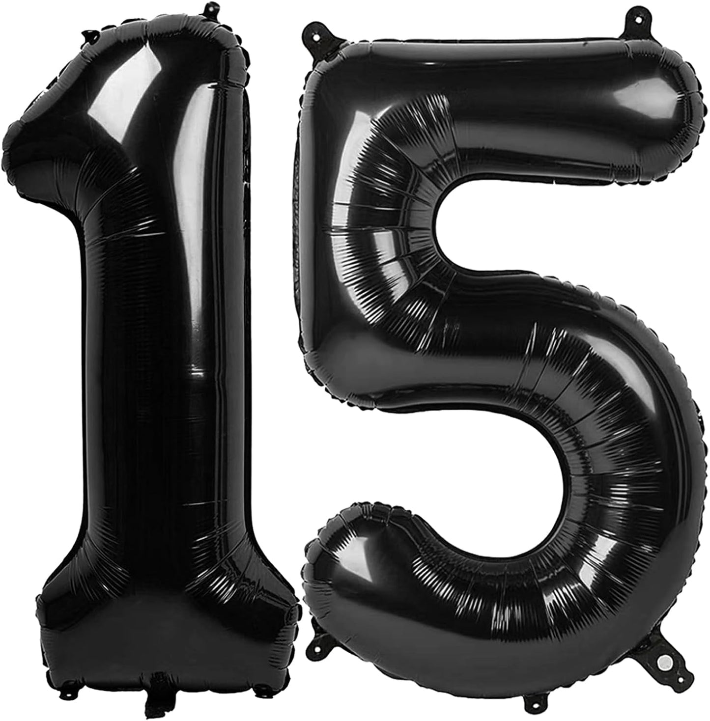 Black 40 Inch Large Number 15 Birthday Balloon, 15 51 Birthday Decorations, Foil 15 Mylar Helium Numbers Balloons Girl Boy Anniversary Party Supplies