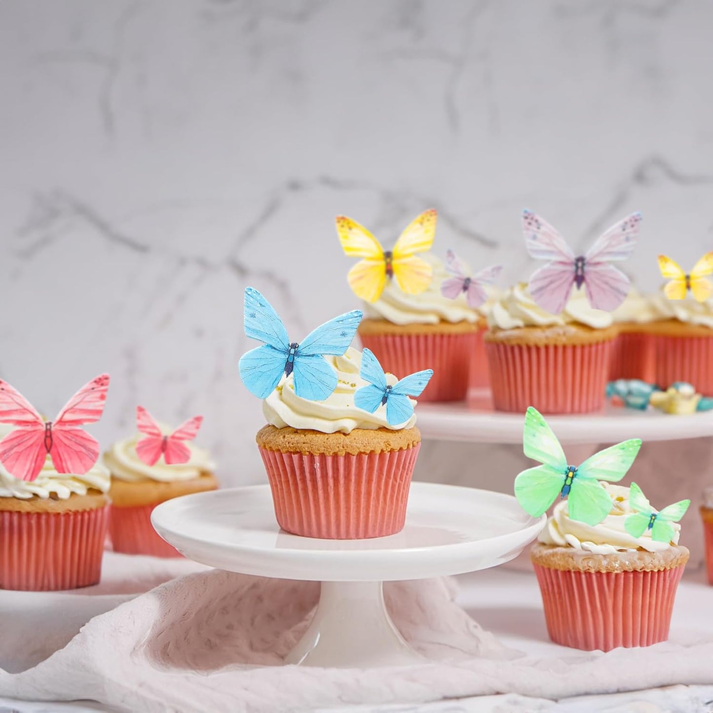 Ephlyn 72Pcs Edible Butterfly Cupcake Toppers Mixed Color Cake Picks Cute Butterfly Cake Decorations for Baby Shower theme Boys Girls Birthday Party Decorations Supplies Colorful