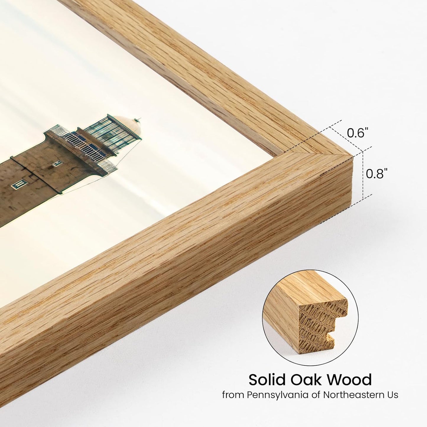 7x9 Picture Frame,Solid Oak Wood 7"x9" Photo Frame,Natural Oak Color Tempered Real Glass 7 by 9 Wooden Frames with No Mat,9x7 Picture Frames for Wall or Tabletop Display