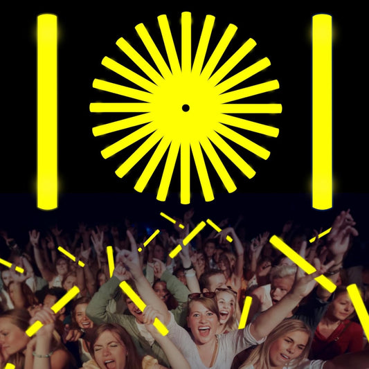 Glow Foam Sticks Bulk, 24 Pcs Yellow Giant LED Light Up Sticks 3 Modes Flashing Glowing Baton Wands Party Supplies for Easter, Wedding, Raves,Concert,Birthday,Christmas, Halloween