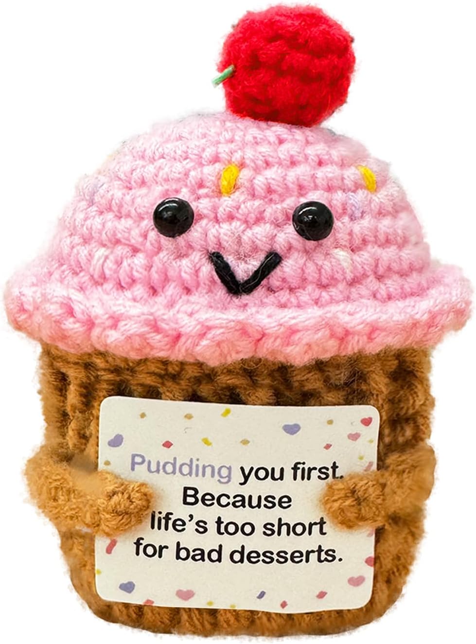 Emotional Support Crochet Pudding,Sweet Gifts for Women Daughter Sister Friend Student Birthday Graduation,Handmade Pudding Little Reminders Emotional Uplifting Support Mental Health