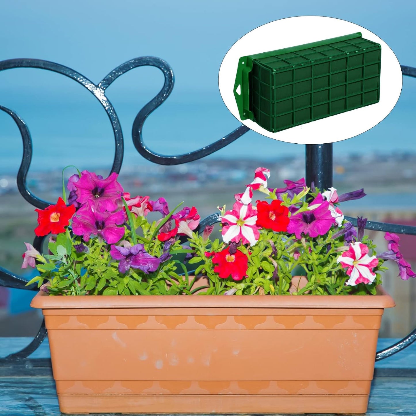 Boao 16 Pieces Floral Foam Cage Holder with Floral Foam for Fresh Flowers Cage Bowl for Table Centerpiece Flower Arrangement, Rectangle, 11.8 x 4.7 x 3.1 Inch