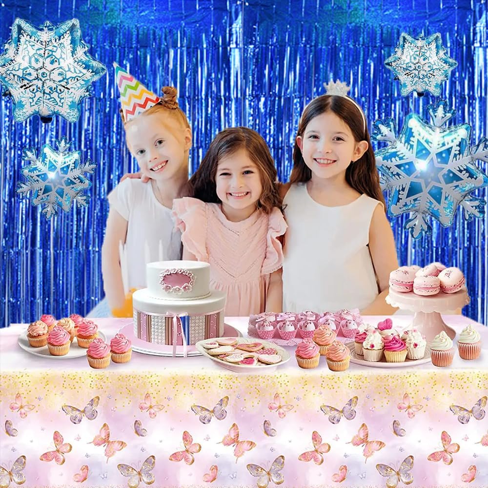 TONIFUL 3Pcs Laser Blue Door Streamers, Photo Booth Backdrop Metallic Streamers Foil Fringe Curtains for Birthday, Christmas, New Year, Bachelorette, Grad Party Decor (9.9ft x 6.6ft)