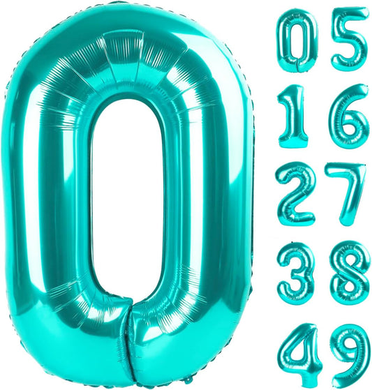 Teal Blue Helium Number Balloon 40 Inch, Giant Foil Teal Blue Number 0 Birthday Balloons, Large Numbers 10 20 30 40 50 60 70 80 90 100 2025, Party Celebration Supplies Decorations