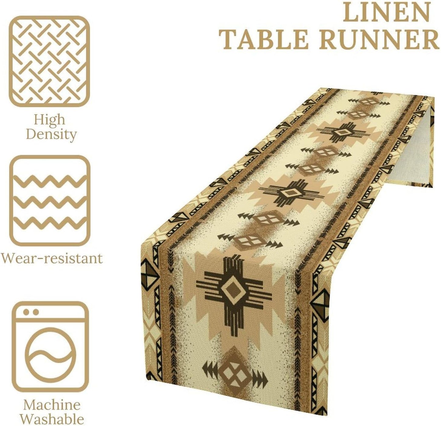 Aztec Table Runner Southwestern Ethnic Style Geometric Navajo Tribe Abstract Pattern Vintage Rustic Table Dinner Table Runner 13x108 Inch