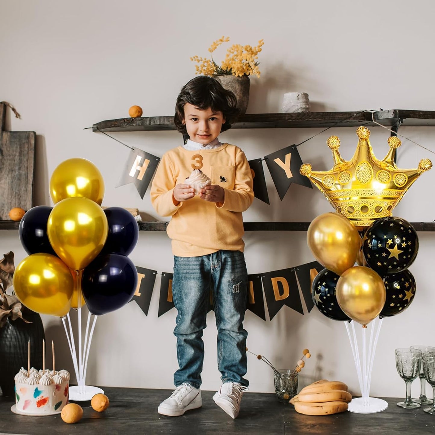 5 Set Balloon Stand Kit - Balloon Sticks With Base for Table Balloon Centerpiece Decorations for Birthday Graduation Gender Reveal Baby Shower Party Decorations