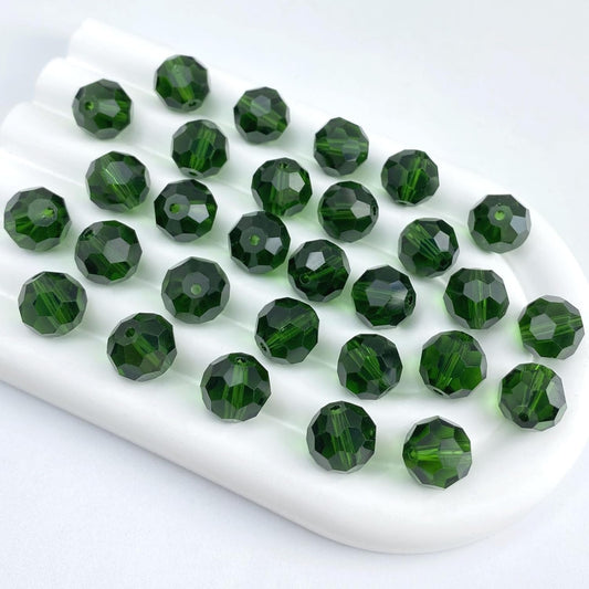 200 PCS 6mm Crystal Glass Beads Round Multiple Faceted Loose Spacer Glass Beads for DIY Handcrafte Bracelet Necklace Earring Jewelry Making(Emerald)