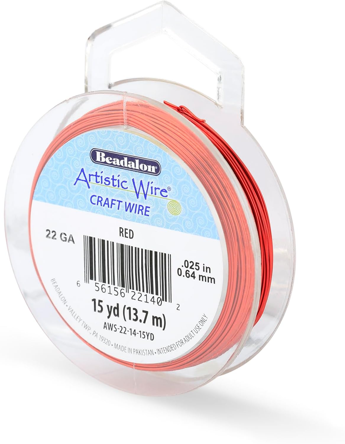 Artistic Wire, 22 Gauge Tarnish Resistant Colored Copper Craft Wire, Red, 15 yd