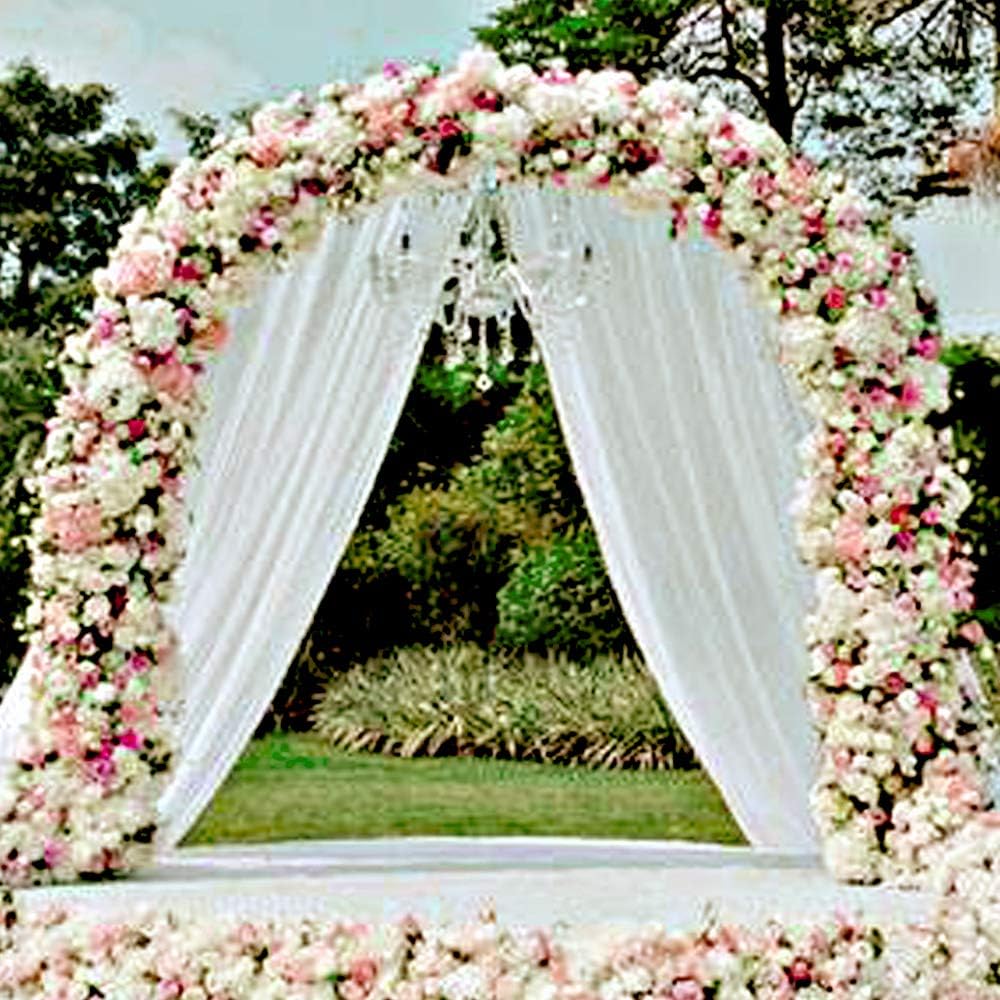 Metal Garden Arbor Wedding Arch 76.8 inch H x 90.5 inch W 94.5 inch H x 55 inch W Assemble Freely 2 Sizes for Various Climbing Plant Roses Vines Bridal Party Decoration Pergola Arbor (White)