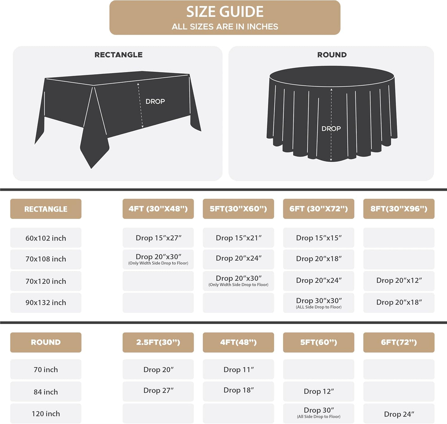 Fitable 8 Pack Rectangle Tablecloths: Stain Resistant Wrinkle Free Fall Table Clothes, Washable Reusable Polyester Table Covers for Wedding Thanksgiving Party Birthday Banquet(Rust, 70x108 Inch)