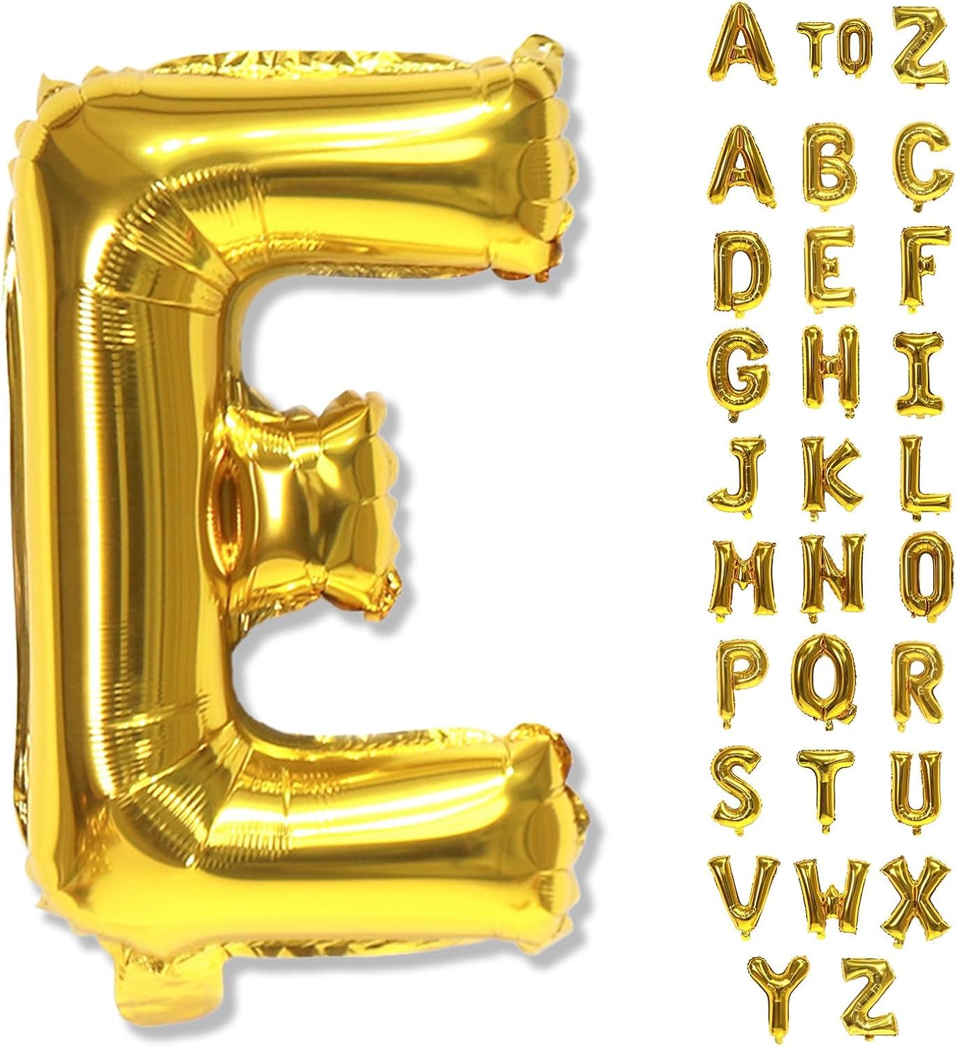 Large Custom Balloon Letters E, 40 Inch Helium Alphabet Word Balloons Decor, Big Self Inflating Foil A-Z Gold Letter Name Balloons for Boys Women Birthday Anniversary Party Decorations Supplies
