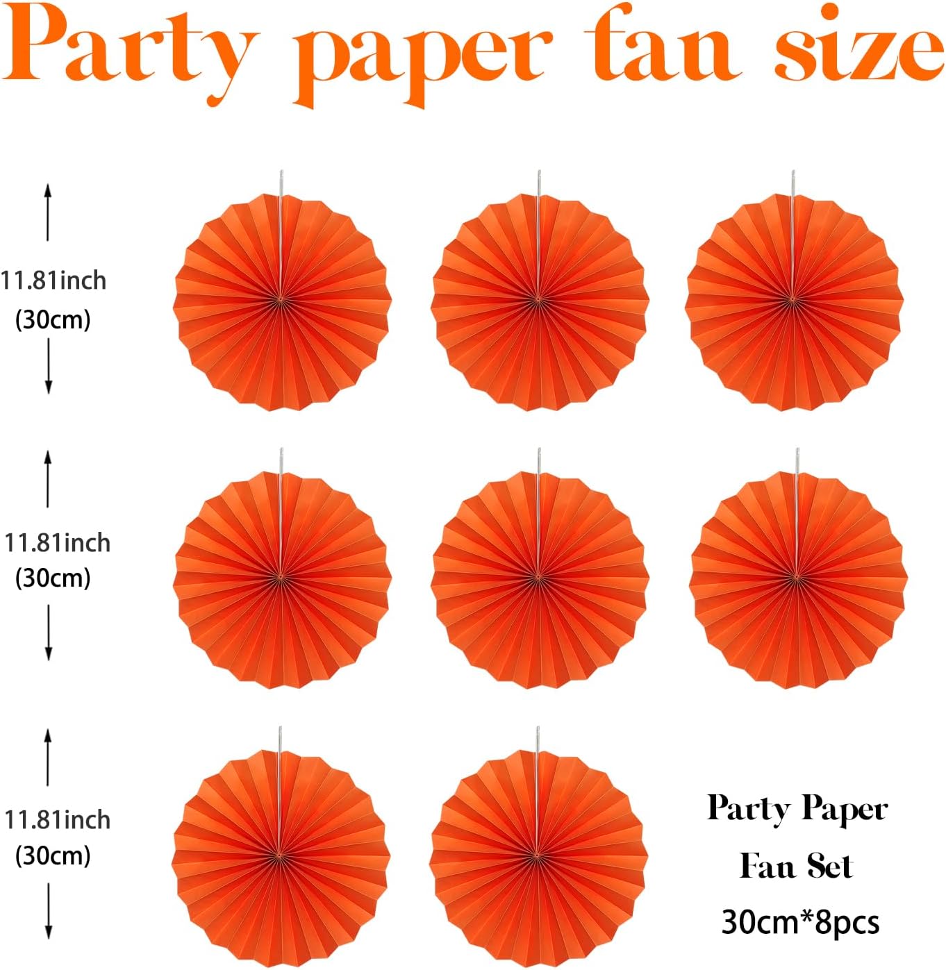 Orange Birthday Party Decorations,DIY Orange Paper Fans Hanging Decoration,12in Halloween Paper Fans,Halloween Decor,Fox Birthday Decorations Events Accessories 30 Color DIY Set (Orange)