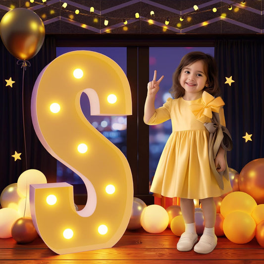Marquee Letters 3 Feet Tall Large Light Up Letters S Wedding Mr and Mrs Sign Marry Me Engagement Party Decor Yellow Light Birthday Decorations Balloon Arch Kit Foam Sign S