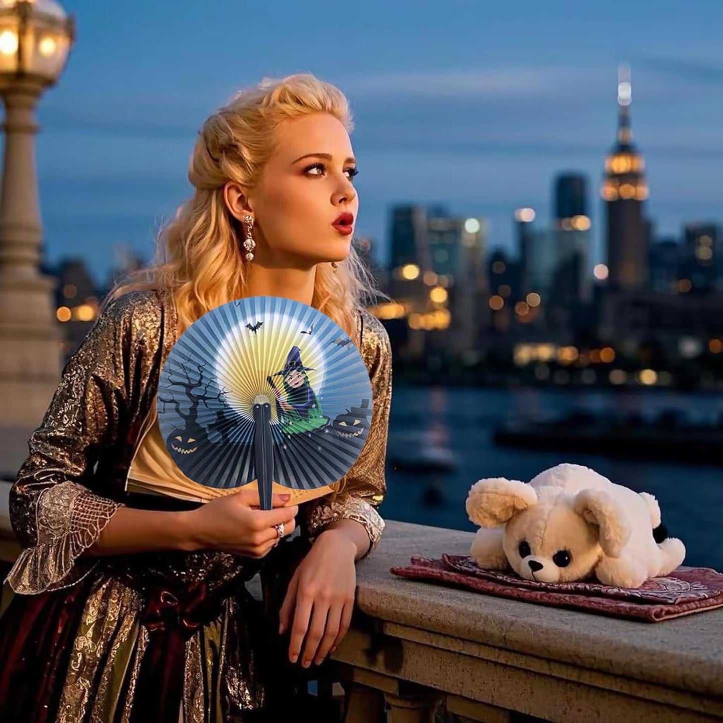 20 Pack Halloween Party Decoration Handheld Folding Paper Fan Bulk Set for Halloween Party Supplies Halloween Party Favor