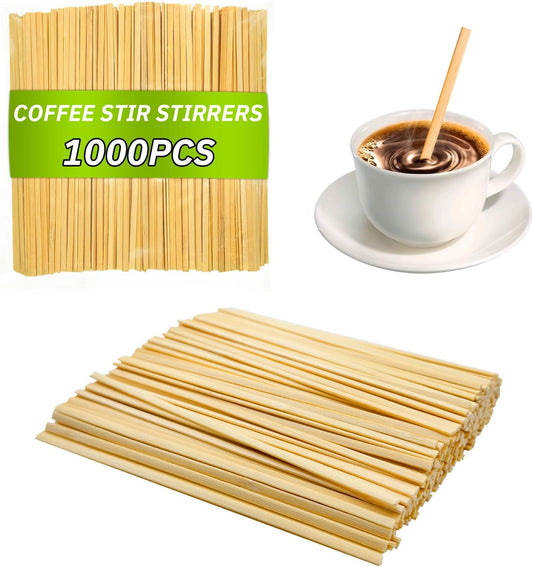1000PCS Coffee Stirrers Bamboo Coffee Stir Sticks Disposable Hot Drink Beverage Stirring Swizzle Stir Sticks For Coffee Milk Juice Cocktail Chocolate For Party Bar 5.5 Inch Square