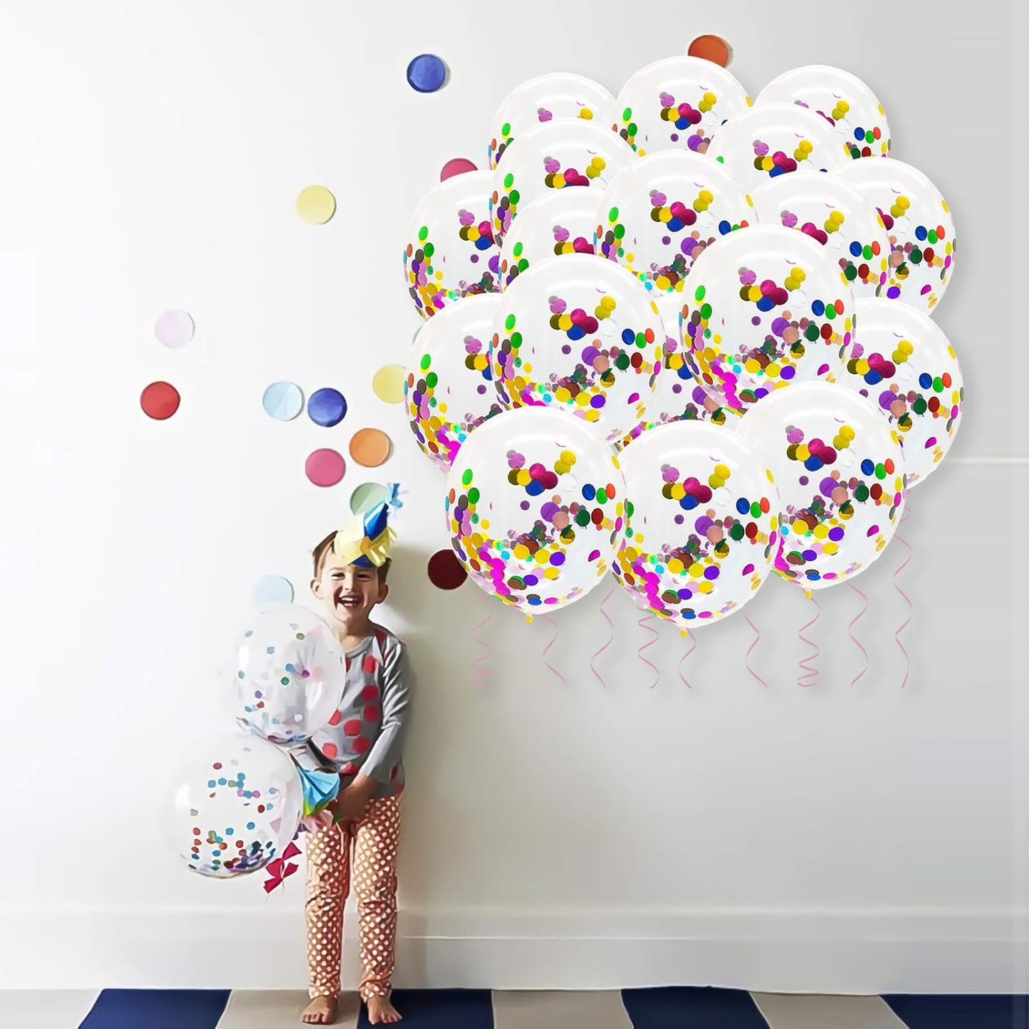 Rainbow Confetti Balloons, 25 Pcs Thickened 12 Inch Clear Latex Balloon with Colorful Confetti Inside for Graduation Engagement Bridal Shower Party Baby Shower Birthday Party Decorations Supplies