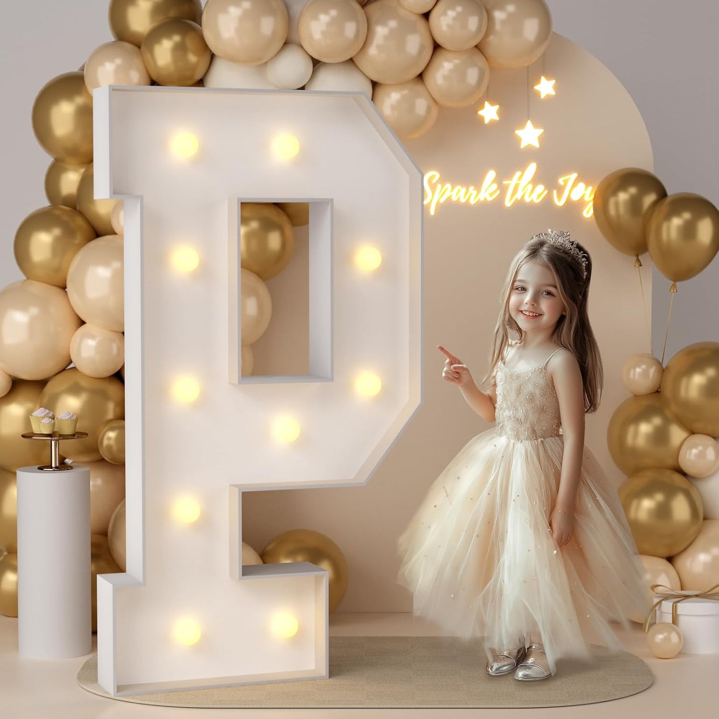 JoyMuse 4FT Marquee Light Up Letters,Large Marquee Letters 4 Feet Tall for Marry Me Proposal Decorations Big 4FT Letters with Lights for Baby Shower Party Decor, Letter P