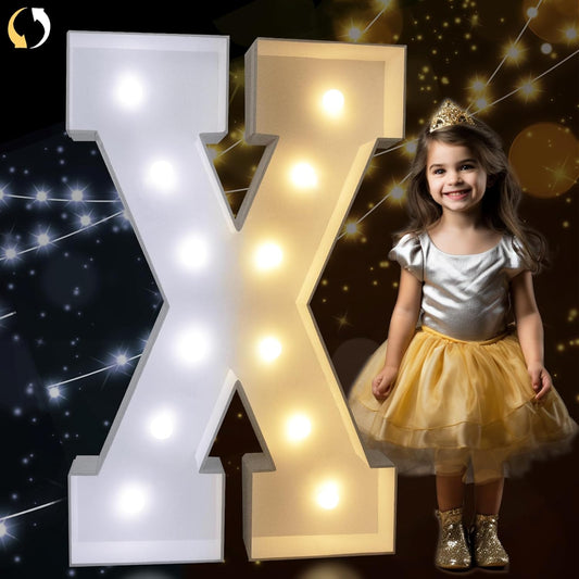 Pooqla 3FT Marquee Light Up Letters, Cool White and Warm White LED Big Mosaic Marquee Letters 3 Feet, Giant Letter Sign for Balloons Birthday Anniversary Wedding Party Decoration, Letter X