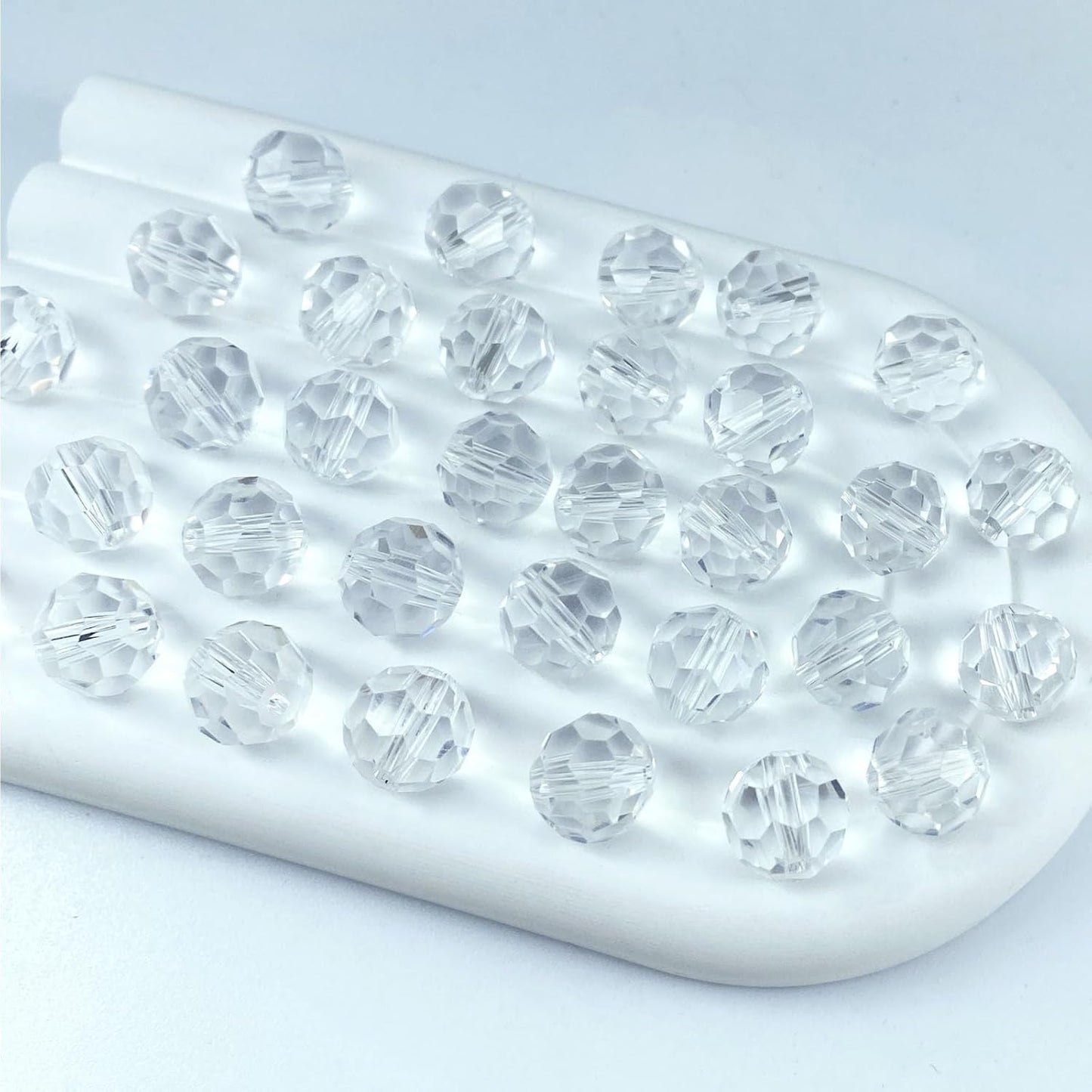 100 PCS 8mm Crystal Glass Beads Round Multiple Faceted Loose Spacer Glass Beads for DIY Handcrafte Bracelet Necklace Earring Jewelry Making(Transparent)