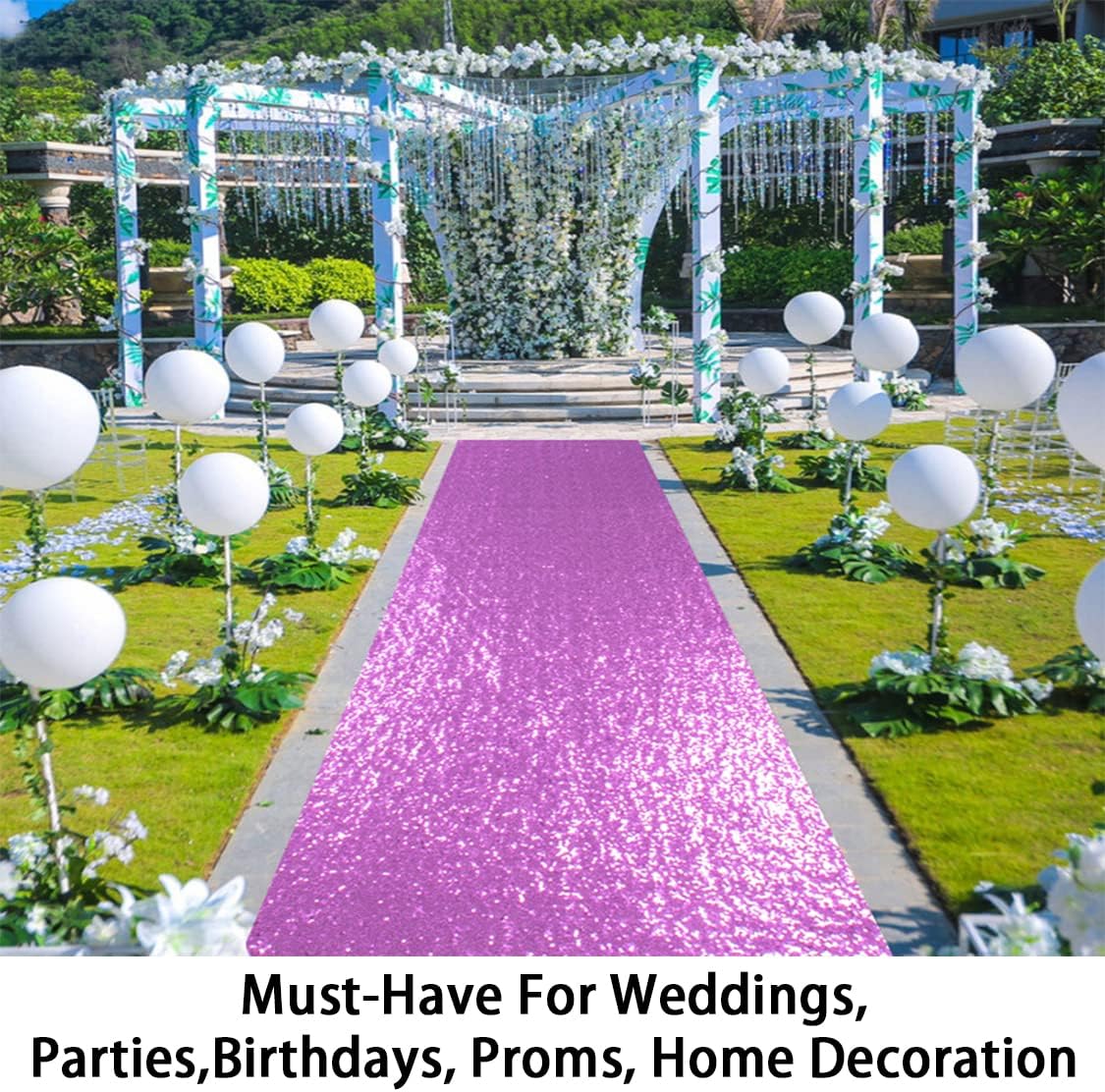 ShinyBeauty Lavender Carpet Runner for Party 2x15Ft Sequin Aisle Runners for Weddings Sparkly Floor Carpet Rug for Outdoor Indoor Ceremonies Decor