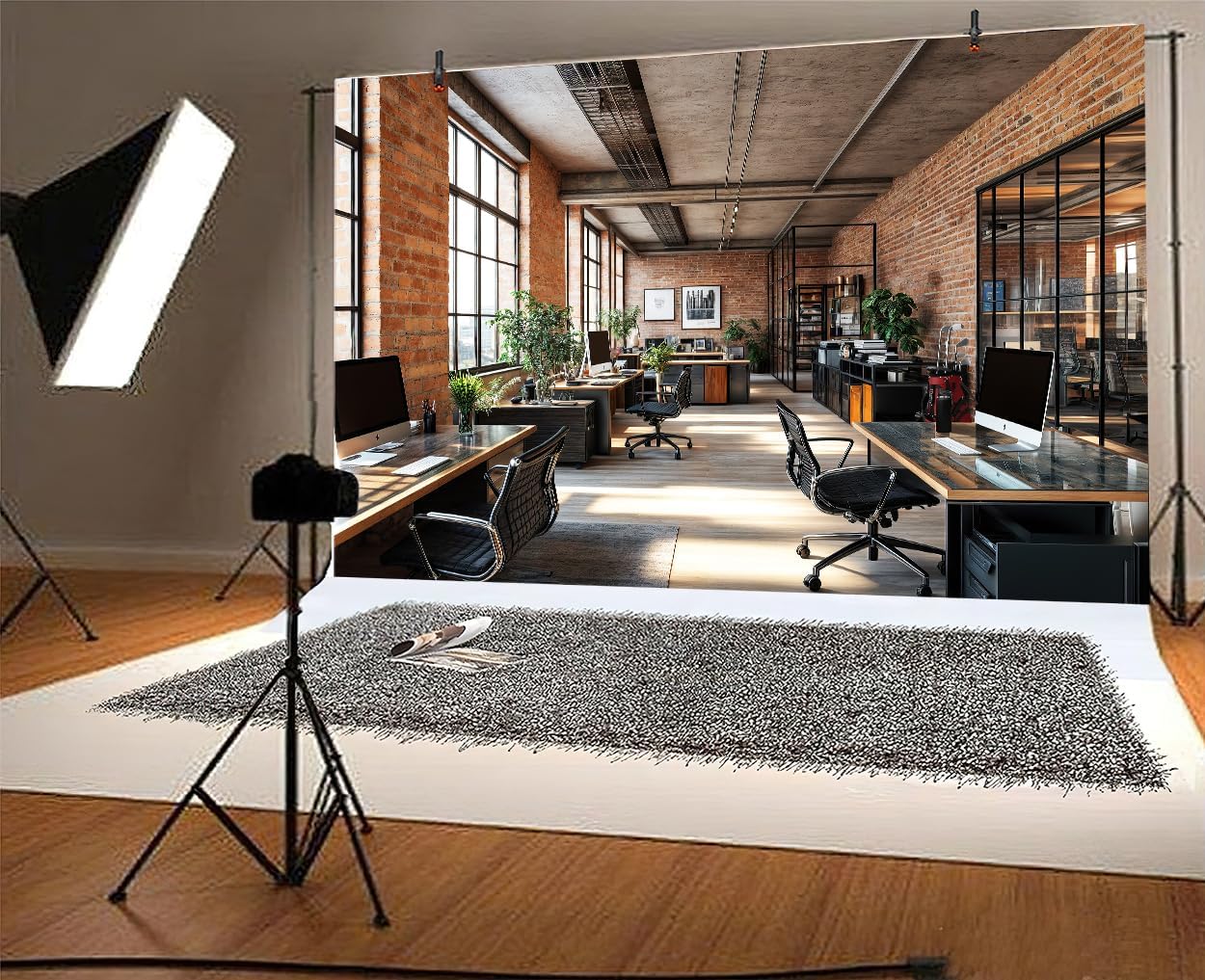 12X10ft Office Video Photo Backdrop Photography Background for Recording Conference, Zoom Home Podcast Backdrops Photo Booth Prop Decorations Wall Decor Tablecloth