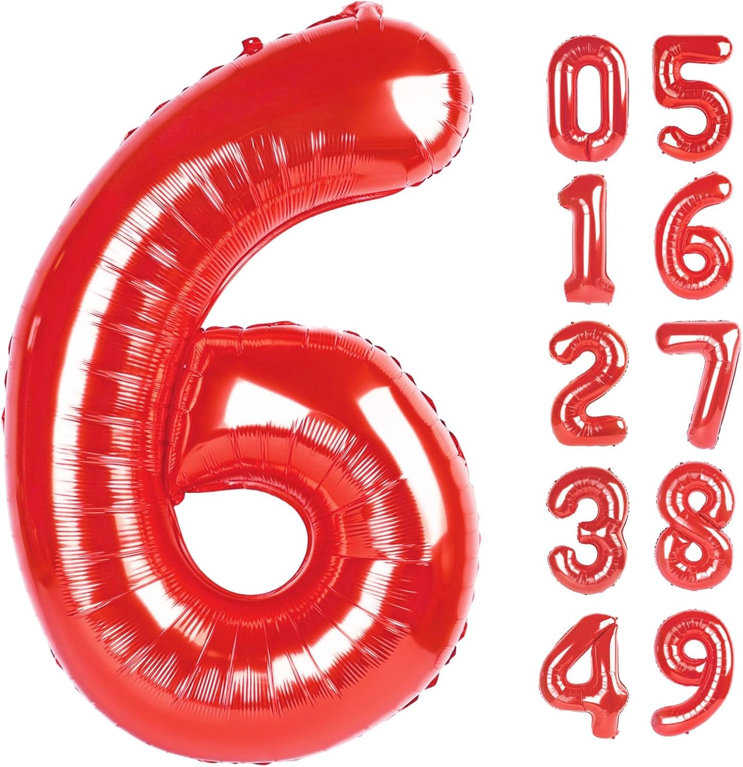 Number Balloon 40 Inch Red 6 Balloon, Red Numbers Six 6 Birthday Balloon Party Supplies, 6 16 26 36 60 66 Foil Mylar Number Balloons Birthday Party Decor