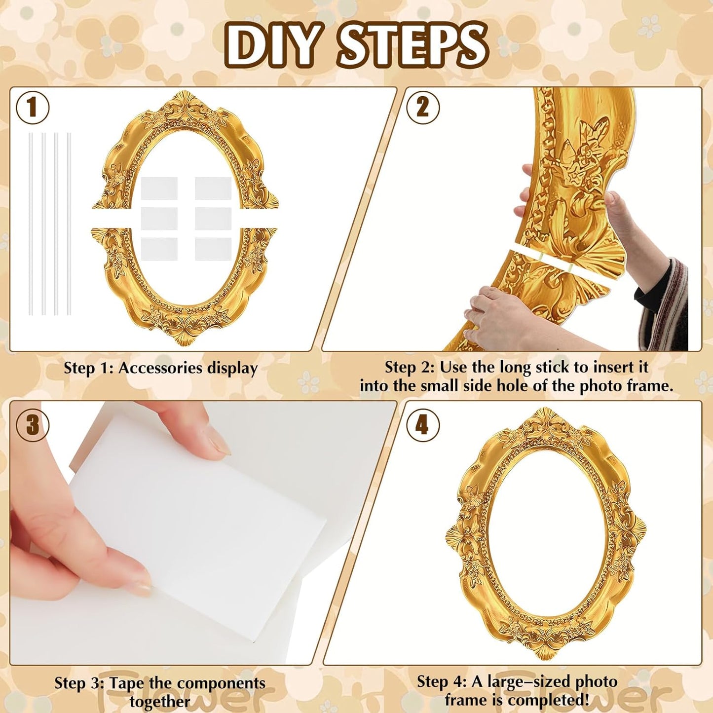 Upgraded 32 x 24 Inch Large Photo Booth Props Picture Frame Vintage Photo Frame Friends Selfie Props for Wedding Mexico Birthday Bachelorette Party Supplies (Round Style)