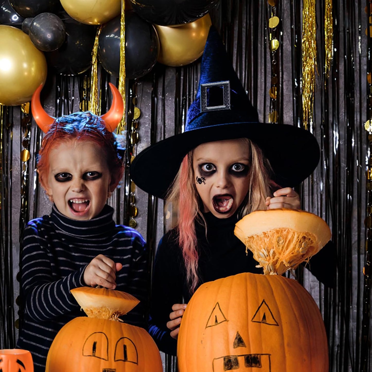 2 Pack Foil Curtain Backdrop Black Metallic Tinsel Foil Fringe Curtains Photo Booth Props for Birthday Wedding Engagement Baby Shower Bachelorette Christmas Holiday Celebration Party Decorations