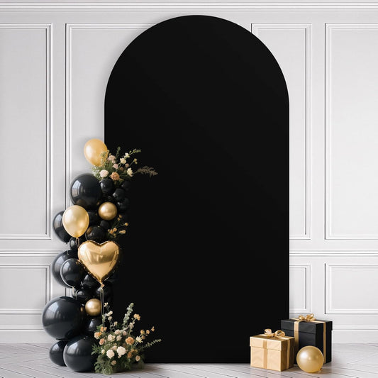 Ledido Wedding Arch Backdrop Cover 7.2FT Arch Covers Fitted Stretchy Spandex Round Top Stand Backdrop Cover for Wedding Banquet Ceremony Birthday Party Baby Shower Event Decoration,Black