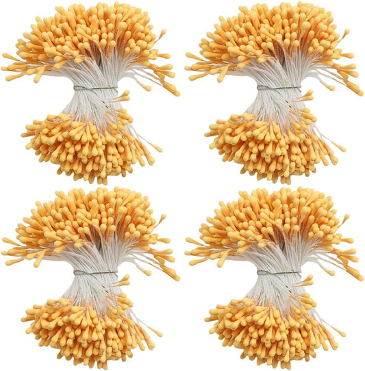 HAHIYO 700Pcs 2mm Orange-Yellow Matte Double Head Flower Stamen Pistil for Flower Making Scrapbook Decoration - Handmade Artificial Flowers Pistil Matt-Like Floral Stamens Flowers Pollen Stamen
