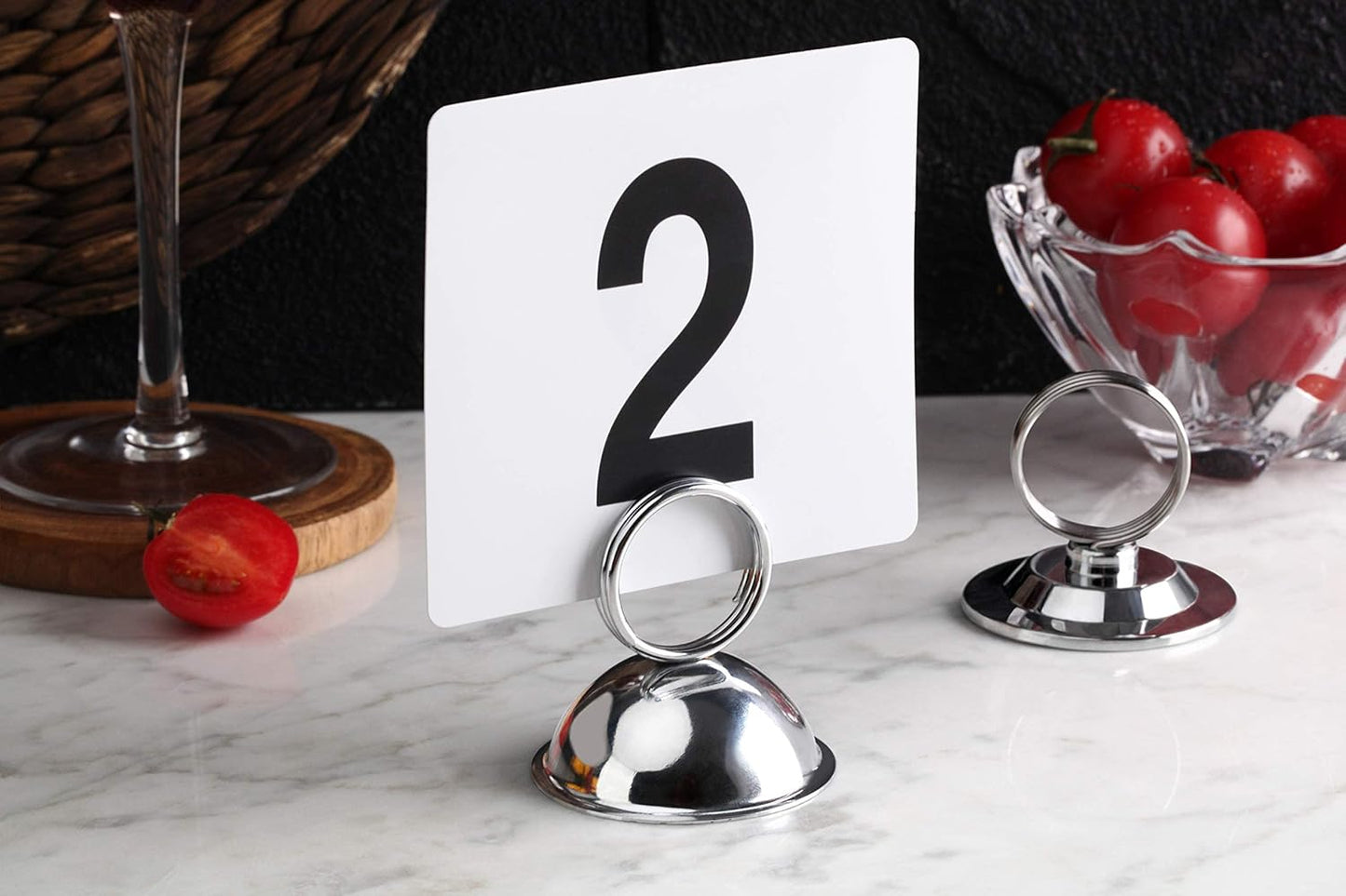 New Star Foodservice 23398 Ring-Clip Table Number Holder/Number Stand/Place Card Holder, Set of 12, 1.5-Inch