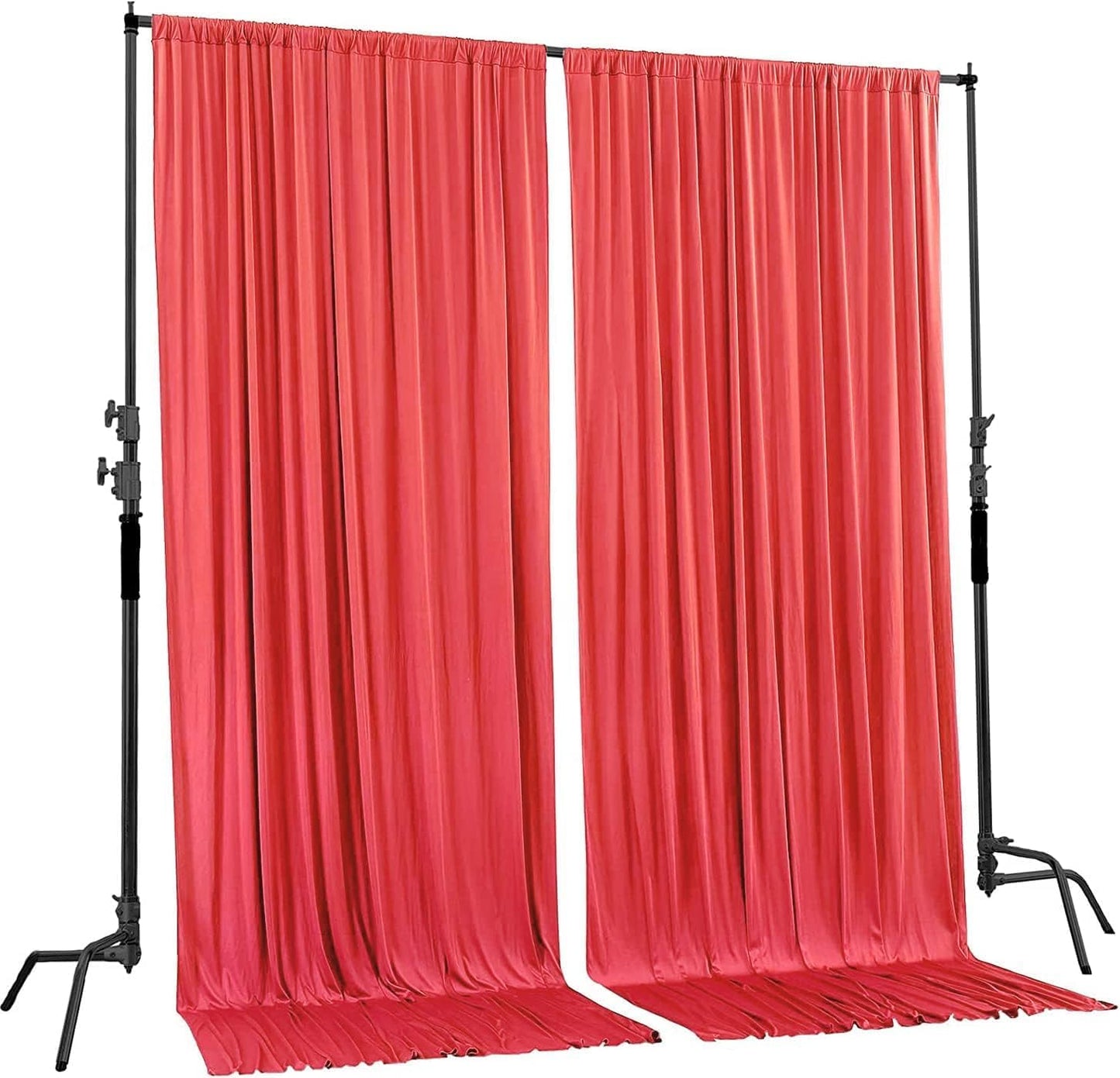 AK TRADING CO. 10 feet x 8 feet IFR Polyester Backdrop Drapes Curtains Panels with Rod Pockets - Wedding Ceremony Party Home Window Decorations - Coral